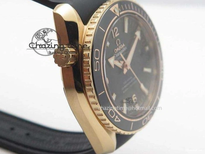 0301 Planet Ocean Professional Rose Gold Liquid Metal V6F 42mm On Black Rubber Strap A Vibrant 8266